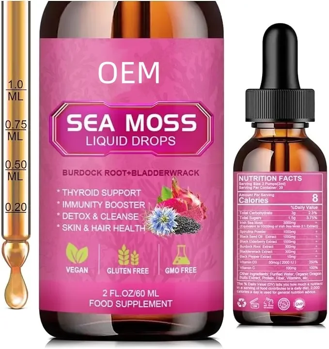 Private Label OEM Vegan Organic Sea Moss Drops Vitamin