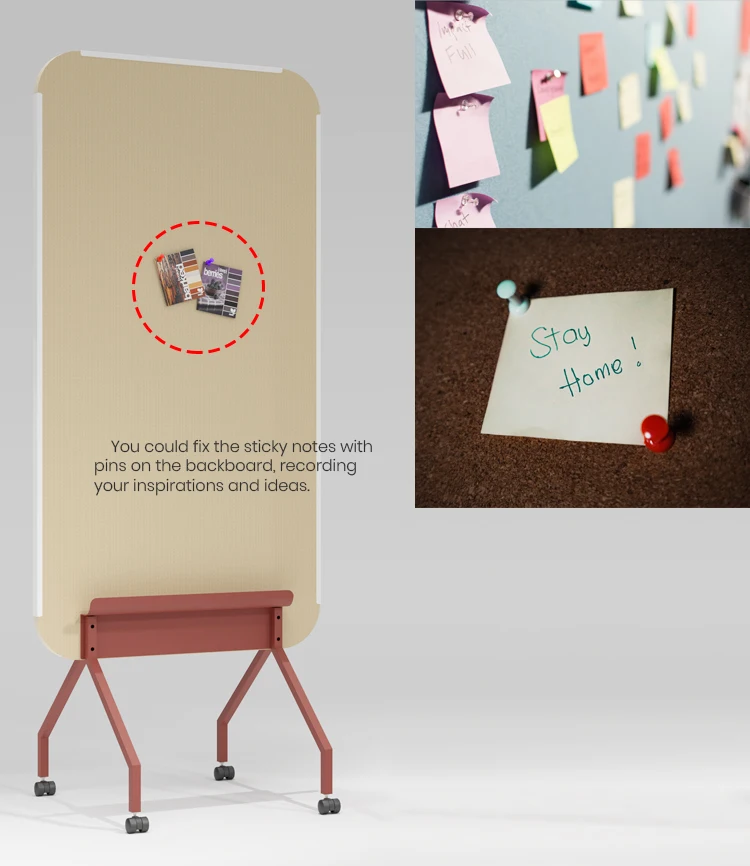 Single Sided Writing Mobile Dry Erase White Board With 4