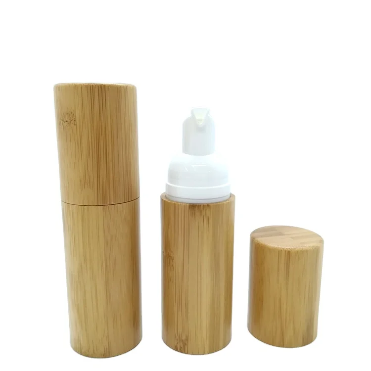 RTS 50ml 100ml  Shampoo Bottles Eco Friendly Bamboo Wrapped Foam Bottles Cosmetic Inner Plastic Bottle with Pump