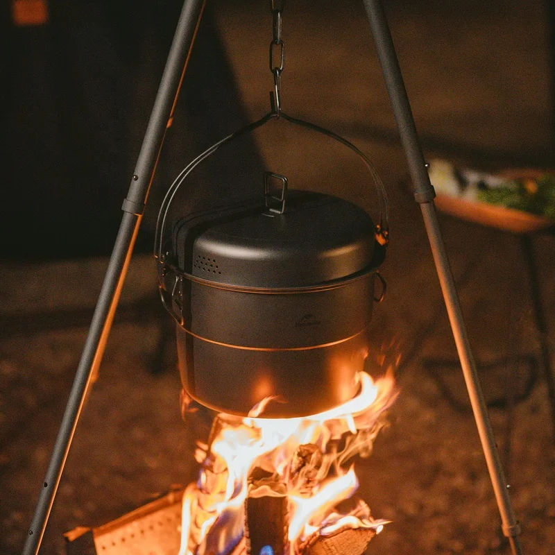 Naturehike Titanium hengegryte Utendørs piknik Superlett grytesett Campingdampkoker kokekar Bestikk