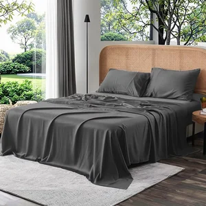 Breathable 100% Organic Bamboo Duvet Cover  Hotel Luxuriously Soft Fitted Sheet Flat Sheet Pillowcase 100% Bamboo Bed Sheet Set