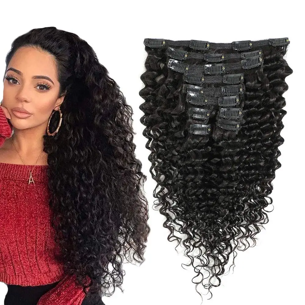 Brazilian Raw Virgin 3A 3B 3C 4A 4B Afro Kinky Curly Clip Hair in Hair Extensions Kinky Curly Human Hair 4C Kinky Clip Ins