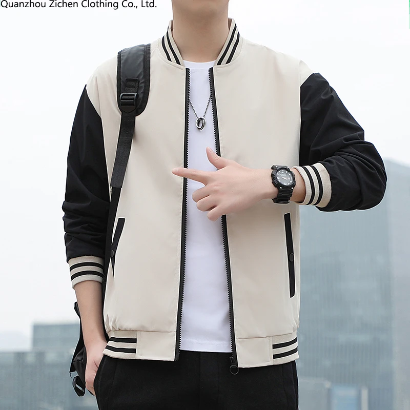 Spring Autumn Men Baseball Stand Collar Korean Style Casual Jackets And Coats Male Slim Fit Bomber Jacket_voghion.com