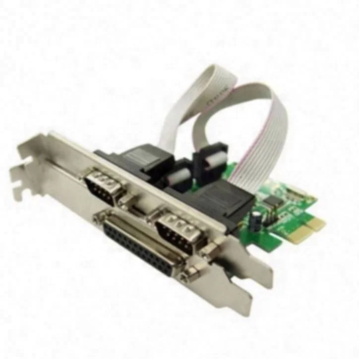 2 PORTS RS-232 Serial Port COM DB25 Printer Parallel Port LPT to PCI-E ...