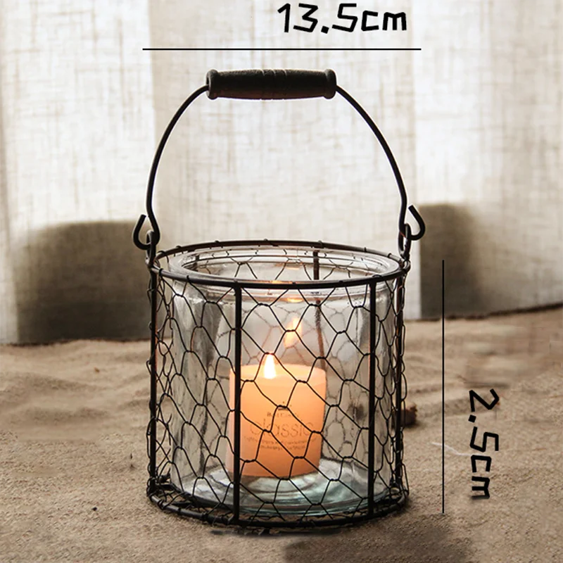 Nordic Wrought Iron Lantern Candle Holder With Round Glass Buy Nordic