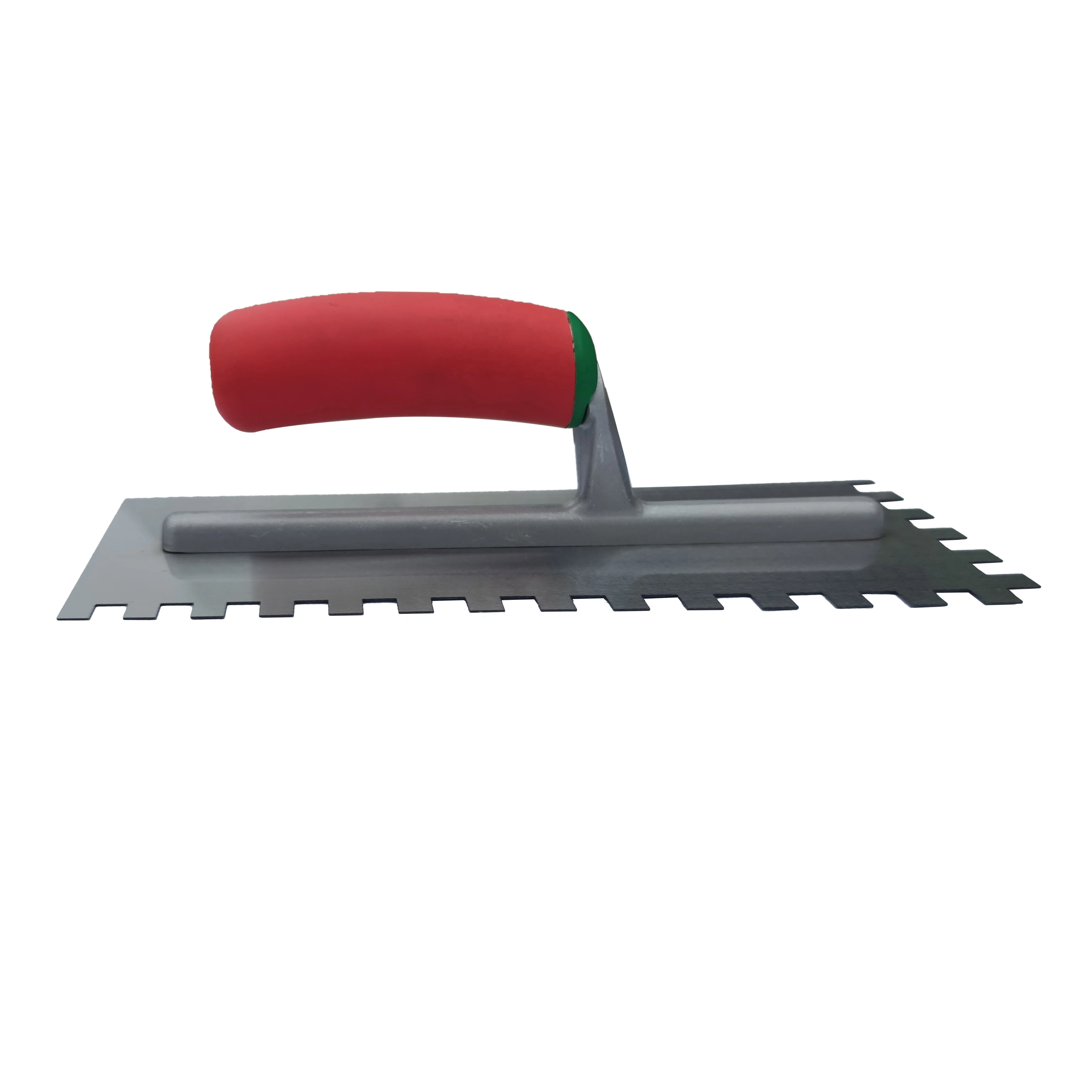 "Carbon Steel Square Notched Trowel with Plastic Handle for Professional Tile Adhesive Application"