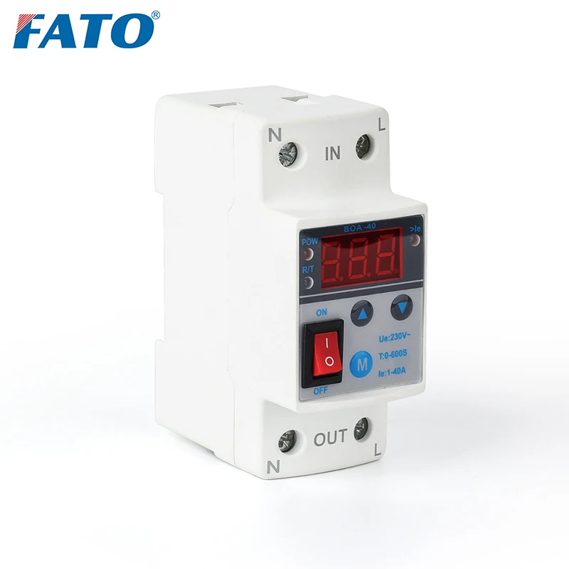 Fata DIN RAIL Over Current Protector Self-reset Led Digital Display Voltage Protection Stabilizers With Switch