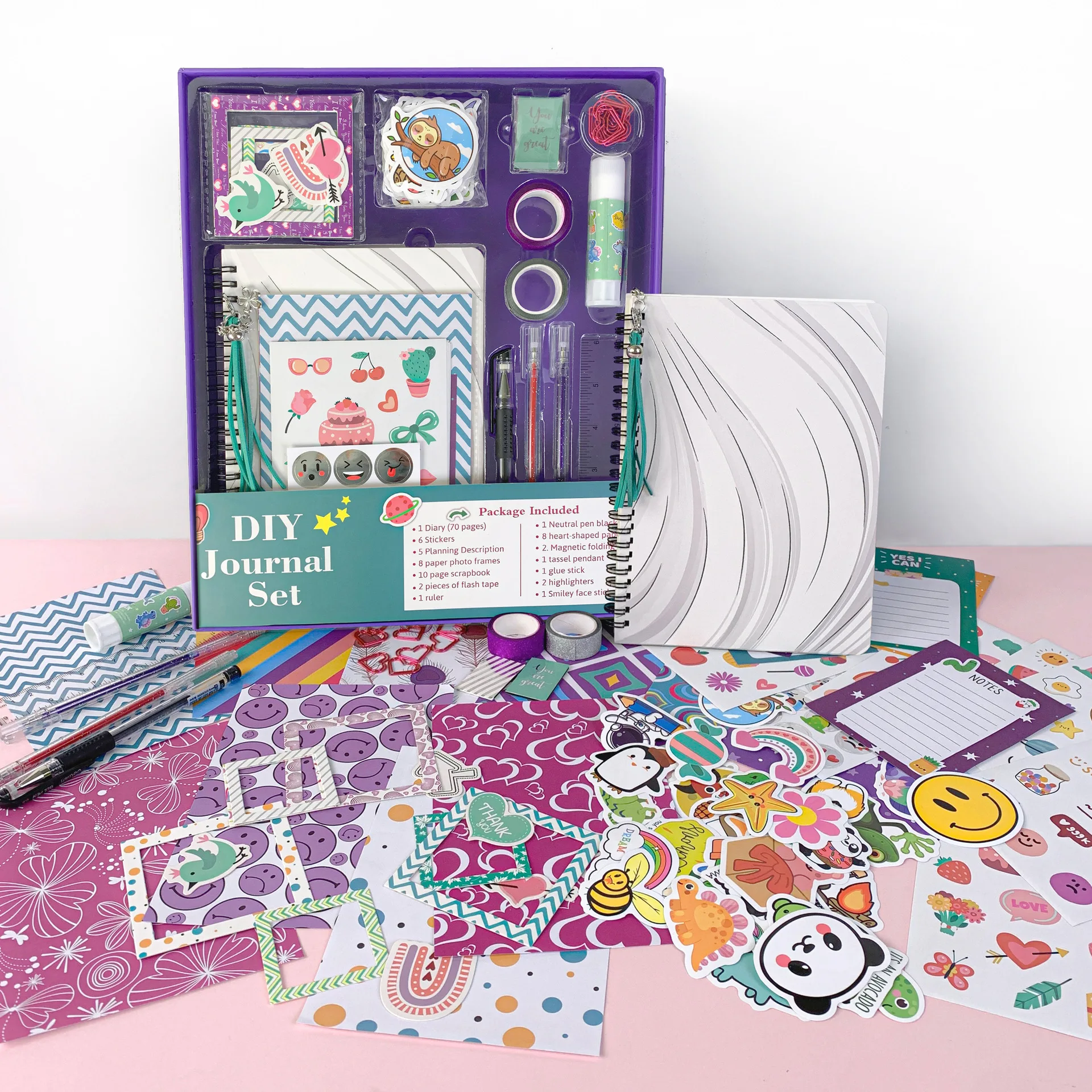 Cute Art Crafts Tween & Teenage Kids Scrapbook Diary Supplies Set Cool Birthday Gifts Ideas DIY Journal Kit for Girls