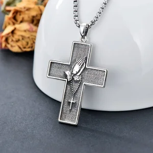 Wholesale Jewelry for Men Women  Plating Hip Hop Stainless Steel  With Big Cross Necklace for Gift