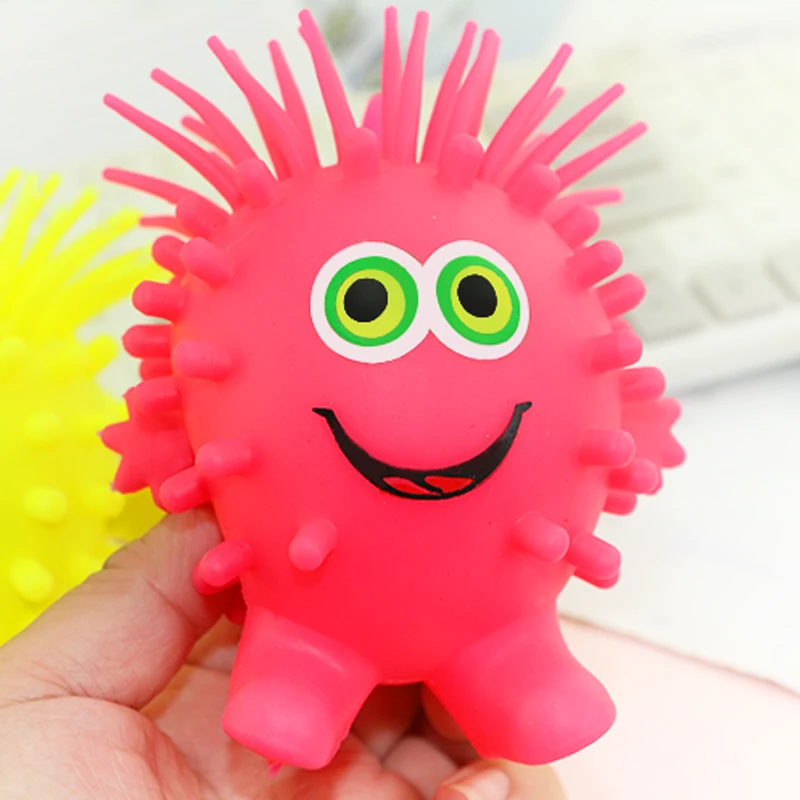 TPR Soft Rubber Light up 23 Branches Snowflower Puffer Ball Toy LED Puffer Ball Big Eye Cute Octopus Toy