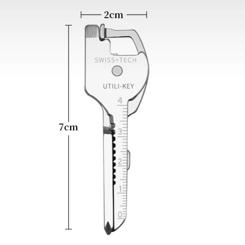 EDC Multi Tool 6 in 1 Stainless Steel Utili-Key Key Ring Chain Pendant Pocket Rope Cutter Mini Knife Screwdriver