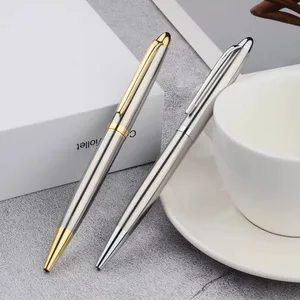 Business Gift Writing Tool High Quality Luxury Premium Stainless Steel Metal Silver Metal Ballpoint Pen with Custom Logo
