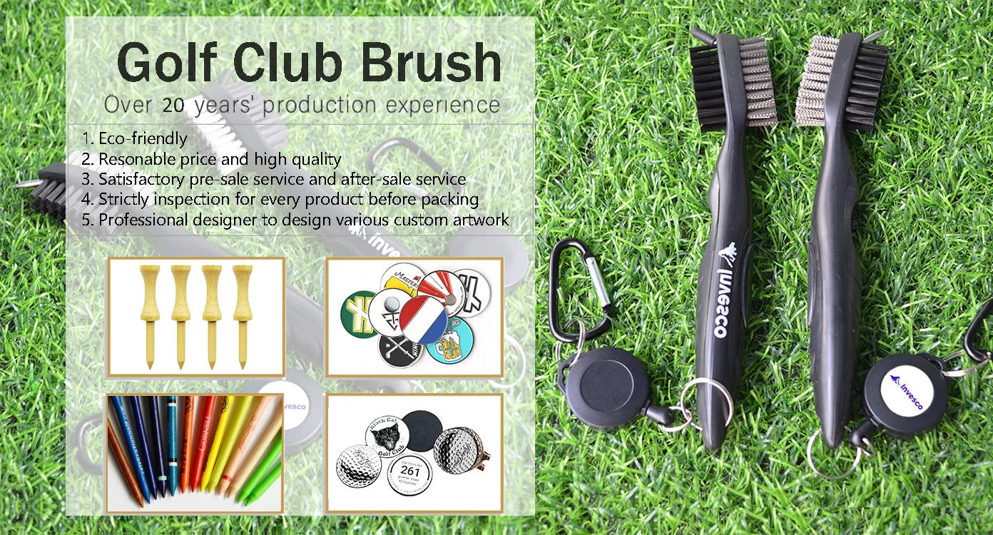 Custom Logo Black Golf Club Brush Tool Golf Cleaning Brush Durable