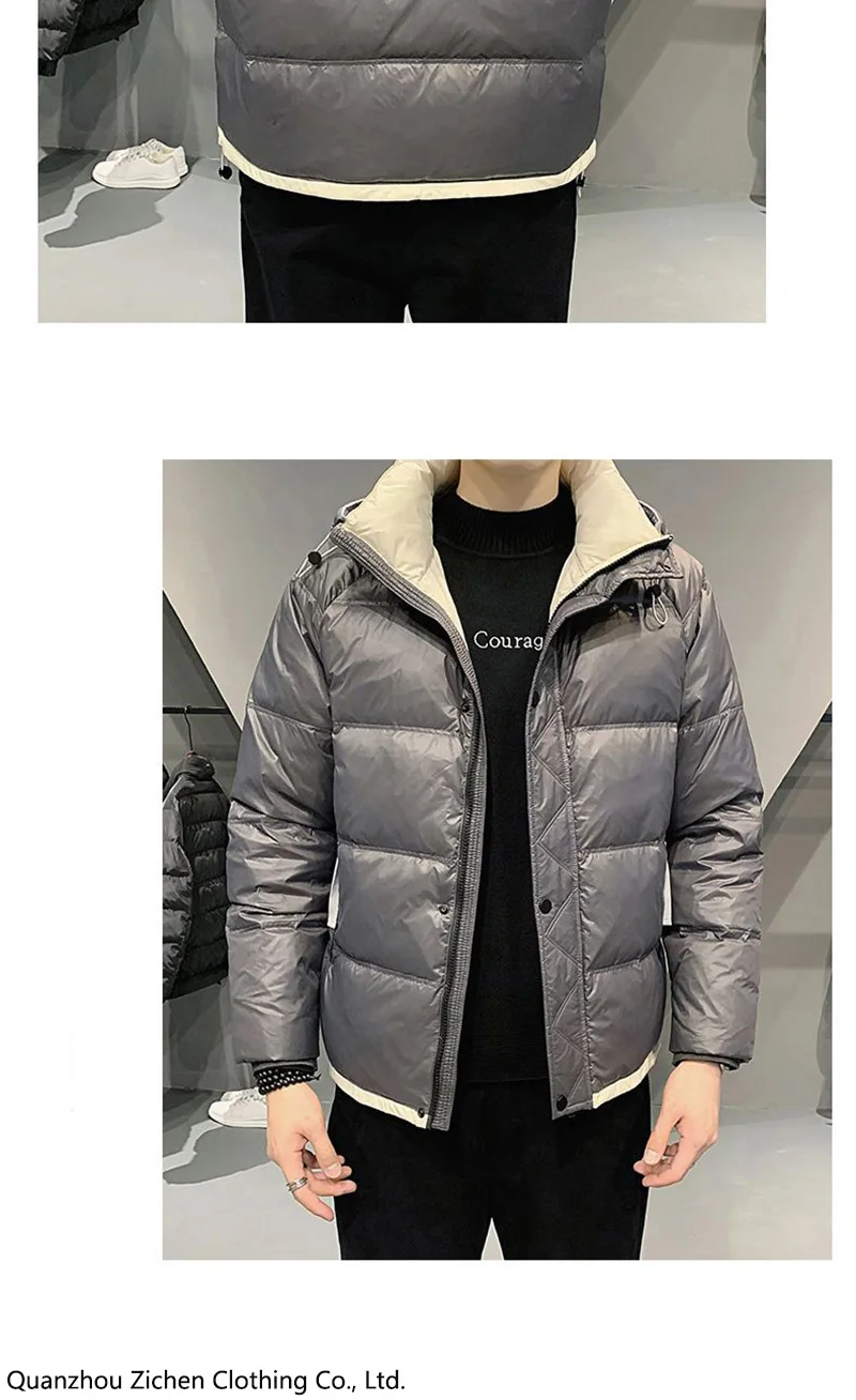 2024 Men's Winter New Light Thin White Duck Coats Male Warm Puffer Hooded Jackets Men Solid Color Down Outerwear H398_voghion.com
