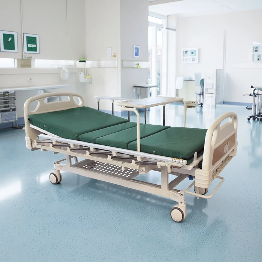 Manual Metal Hospital Bed with Central Control Brake Casters Adjustable Positions Modern Design Infusion Ready Medical Equipment 3