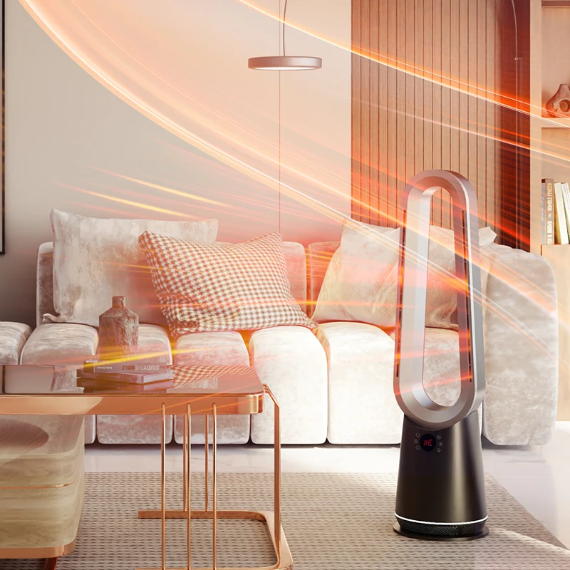 Tip-Over Protection Digital Display 4 Speed Warm Air 8h Timer Bladeless Hot and Cold Fan Ceramic Fan Heater Space Heaters