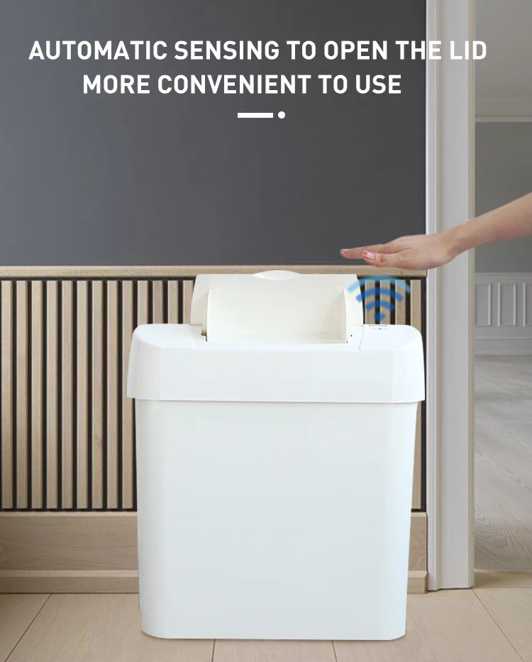 Custom 22ML Automatic Sensor Waste Electric Trash Can Kitchen Garbage Smart Waste Bins Baby Diaper Bin Automatic Sanitary Bins