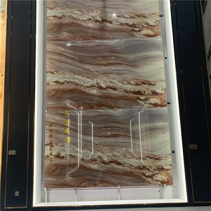 product rainbow impression quartzite slab book match wall marble-4