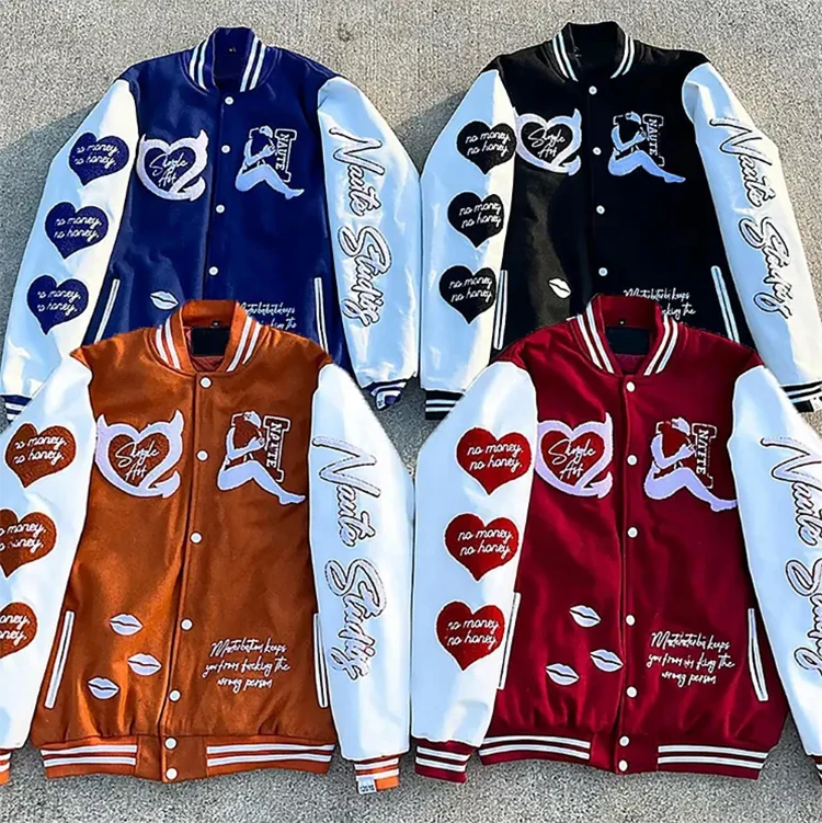 Salati Manufacturer Custom Streetwear Cotton Warm Padded Embroidery Printed Oversized Baseball Bomber Varsity Jacket for Men gallery 3