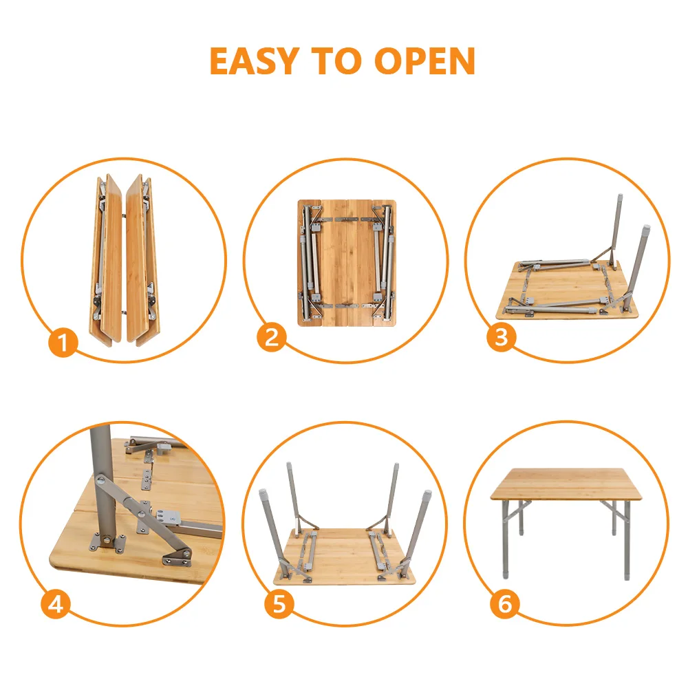 Складной Бамбуковый стол для кемпинга переносные столы легкие регулируемые по высоте Алюминиевый открытый пикника пляжа 4 складки