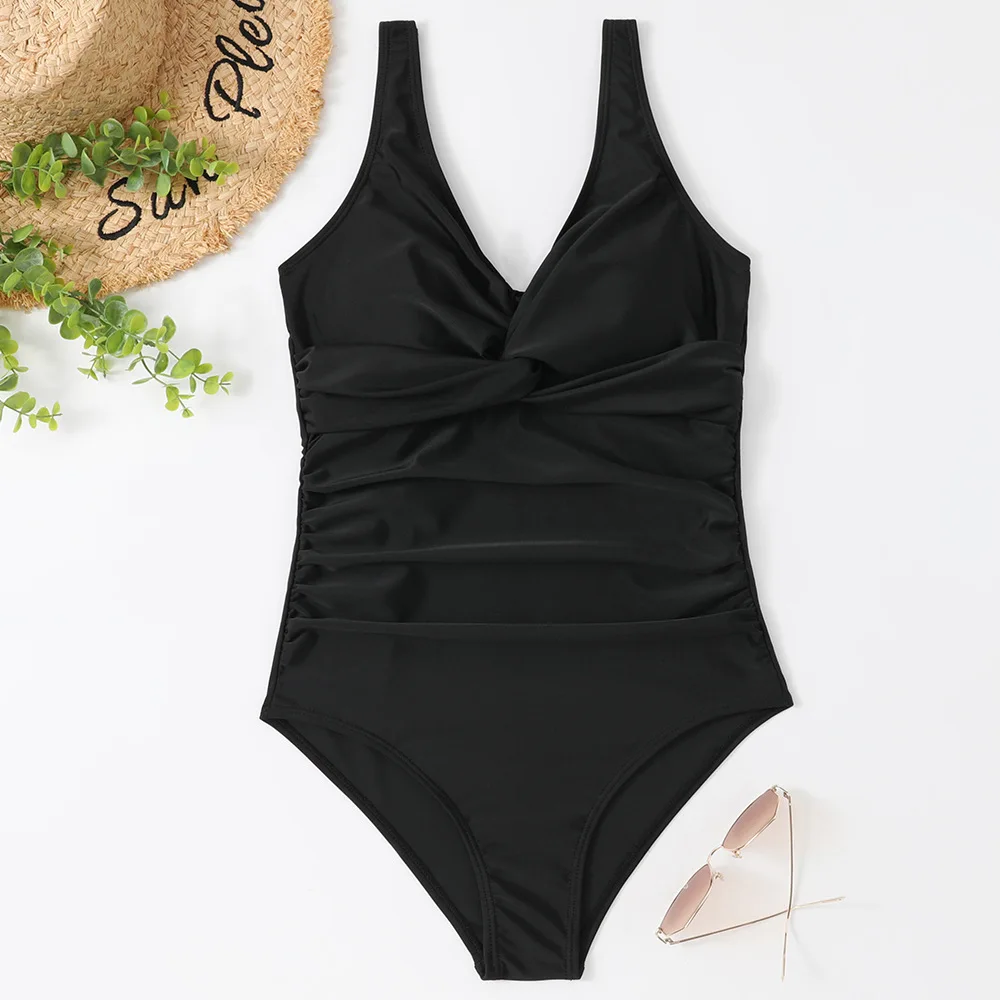 2023 New Womens One Piece Swimsuit Tummy Control V Neck Bathing Suits