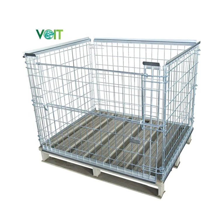 VOIT Material Handling Industrial Storage Stackable Folding Bottomless Cage