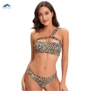 Sustainable Swimwear Leopard High Waisted Swimsuit Women Bikini Set Custom Swim Wear