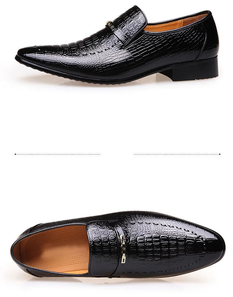 Crocodile Pattern Leather Dress Shoes Classic Italian Casual Party ...