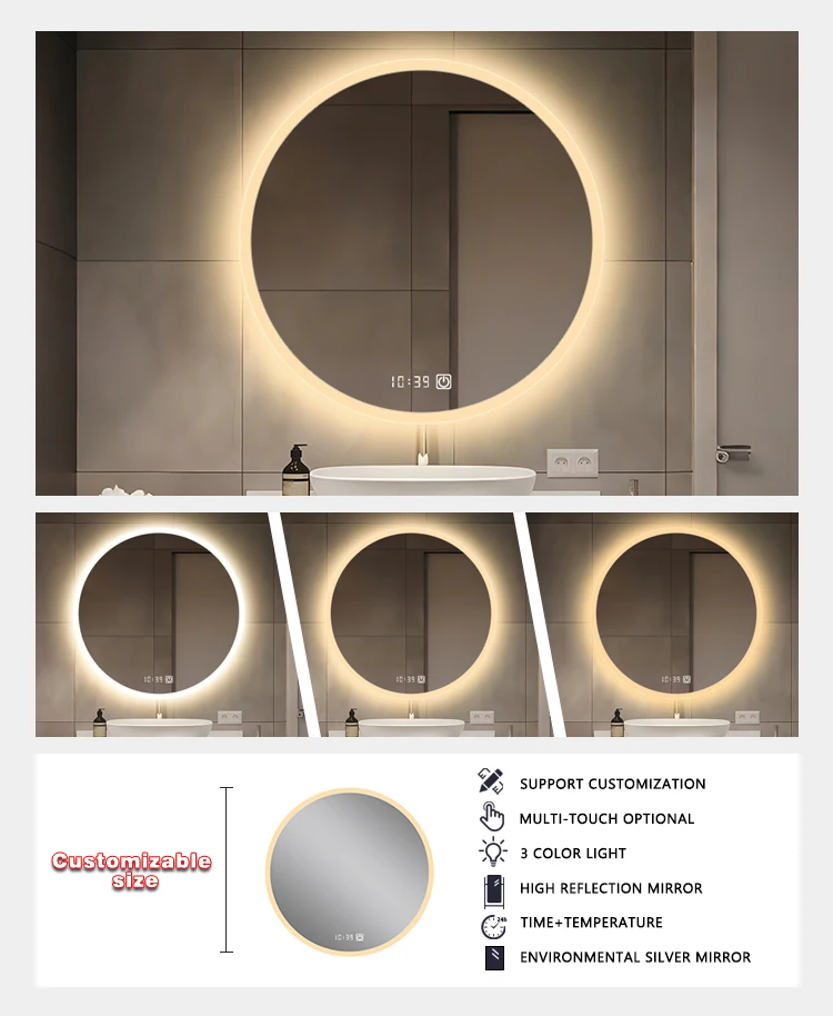 product anti fog smart hotel explosion proof bath touch switch mirror customizable bathroom mirror with led lights for hotel-4