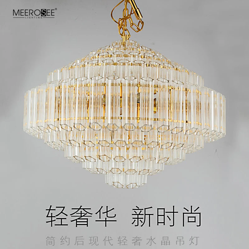 Meerosee Customized Crystal Chandelier Luxury Glass Pendant Lamp /Home Living Room Chandelier MD86788