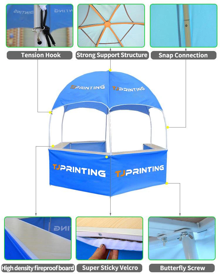 Custom Printed Advertising Booth Stand Promotion Dome Tent Kiosk With Counters for Sales
