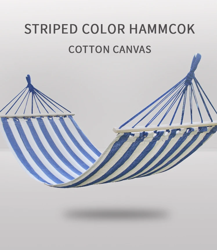 Outdoor Outdoor Leisure Striped Color Single Cotton Canvas Hammock With