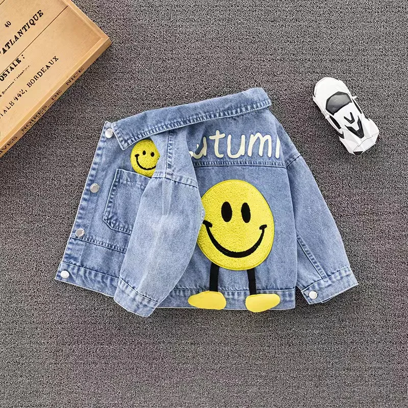 Spring and Autumn Baby Denim Boys Fashion Jackets Coats Cartoon Fashion Outwear Coat for Children Kids Girls Casual Jacket