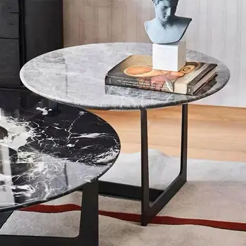 Yushi Group cheap furniture set modern luxury the room living room furniture black metal center round marble coffee table set