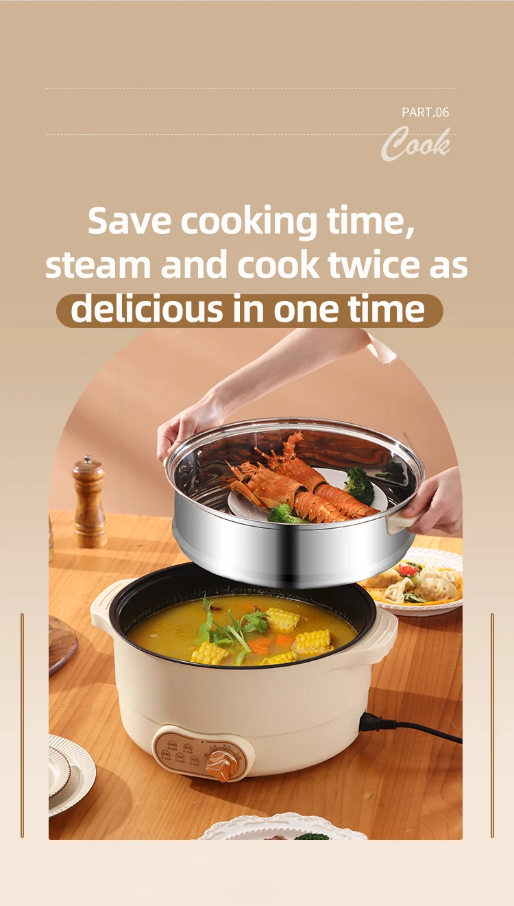 2024 New Design 2 Controller 220v 1600w Fast Working Pottery Crystal Inner Pot Kitchem 2 Compartment Electric Cooker Hot Pot