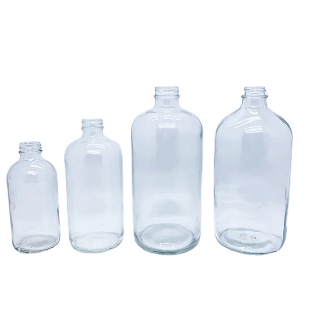 Clear Boston Round Glass Bottles - 4 oz