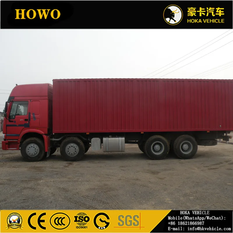 SINOTRUK HOWO 8X4 371HP 35T CONTAINER VAN TRUCK CARGO TRUCK RED COLOR ZZ1317N4667W