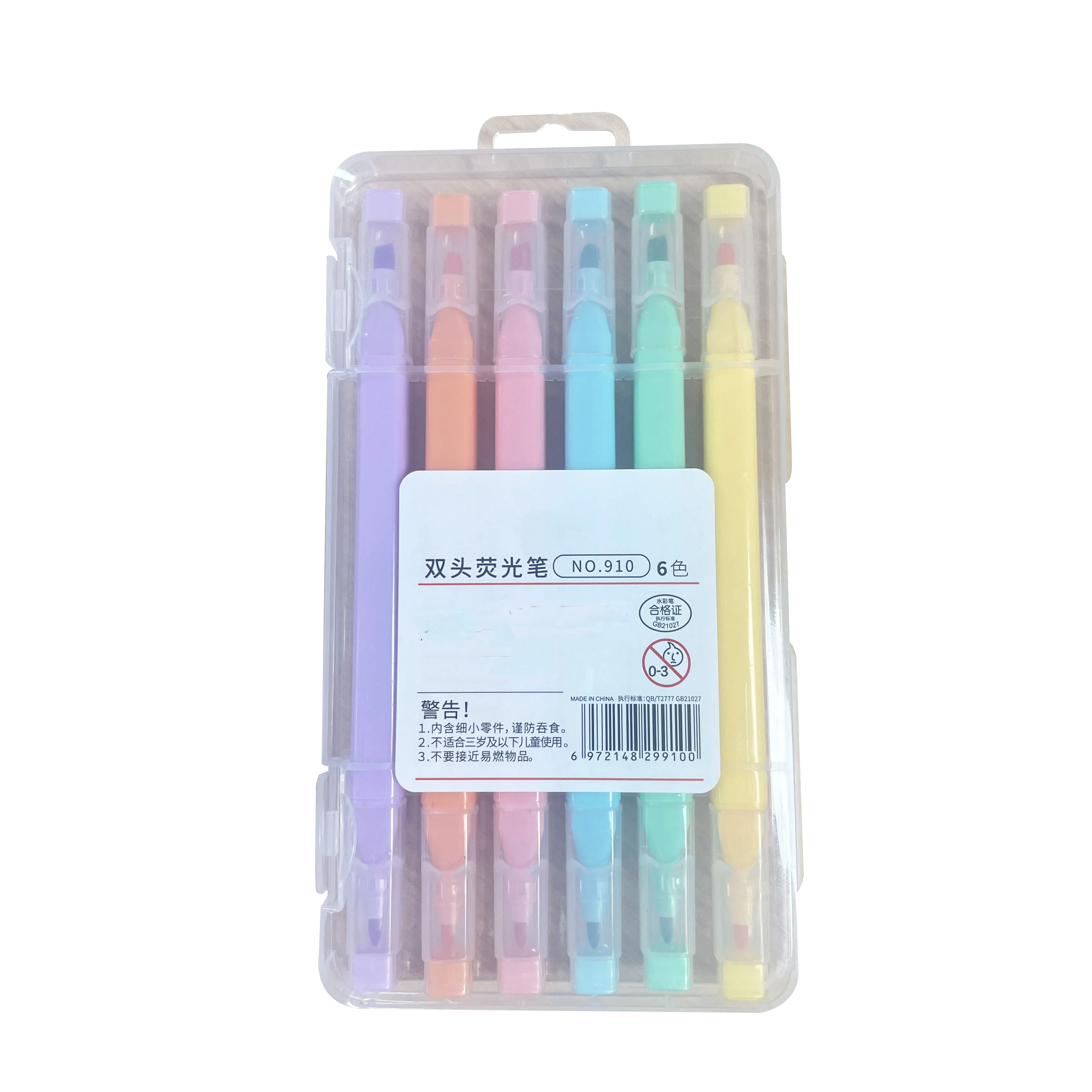 6 Color Quick Dry Dual Tip Pastel Highlighter Pen Set Custom Flexible Tip and Soft Touch Fluorescent Ink Marker