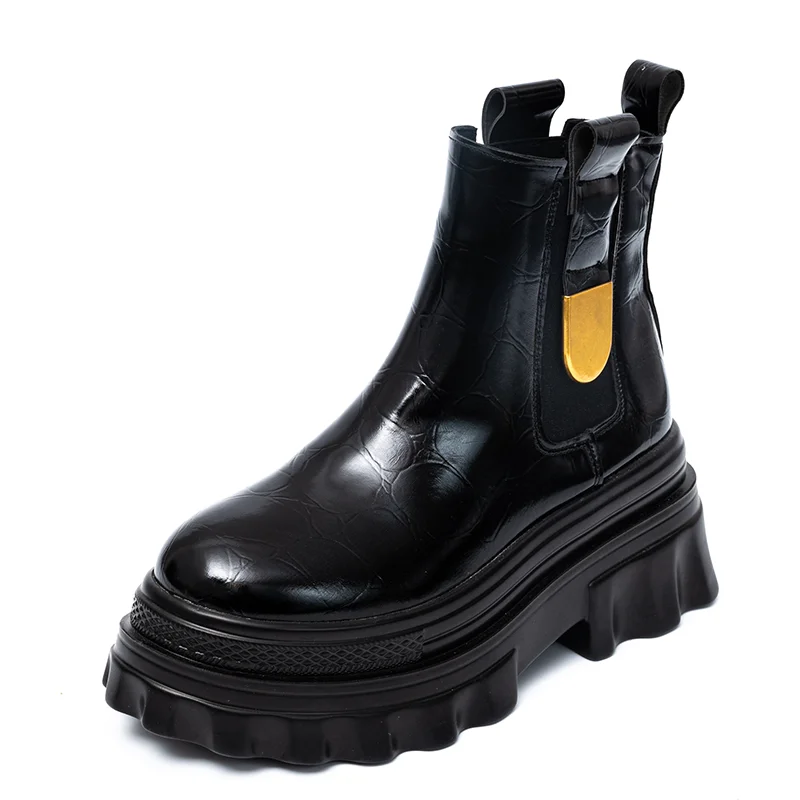 Женские мотоциклетные ботинки на шнуровке, женские ботильоны из искусственной кожи, байкерские черные женские массивные ботинки