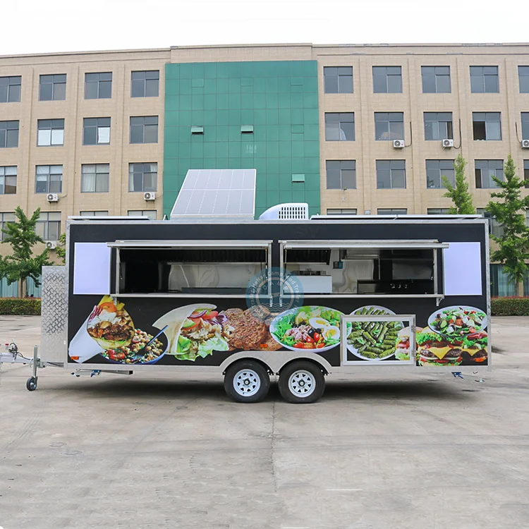 CAMPTRL Mobile Fast Food Van Coffee Ice Cream Carts Fitted Food Truck Snack Bar Container Mobile Food Trailer Fully Equipped