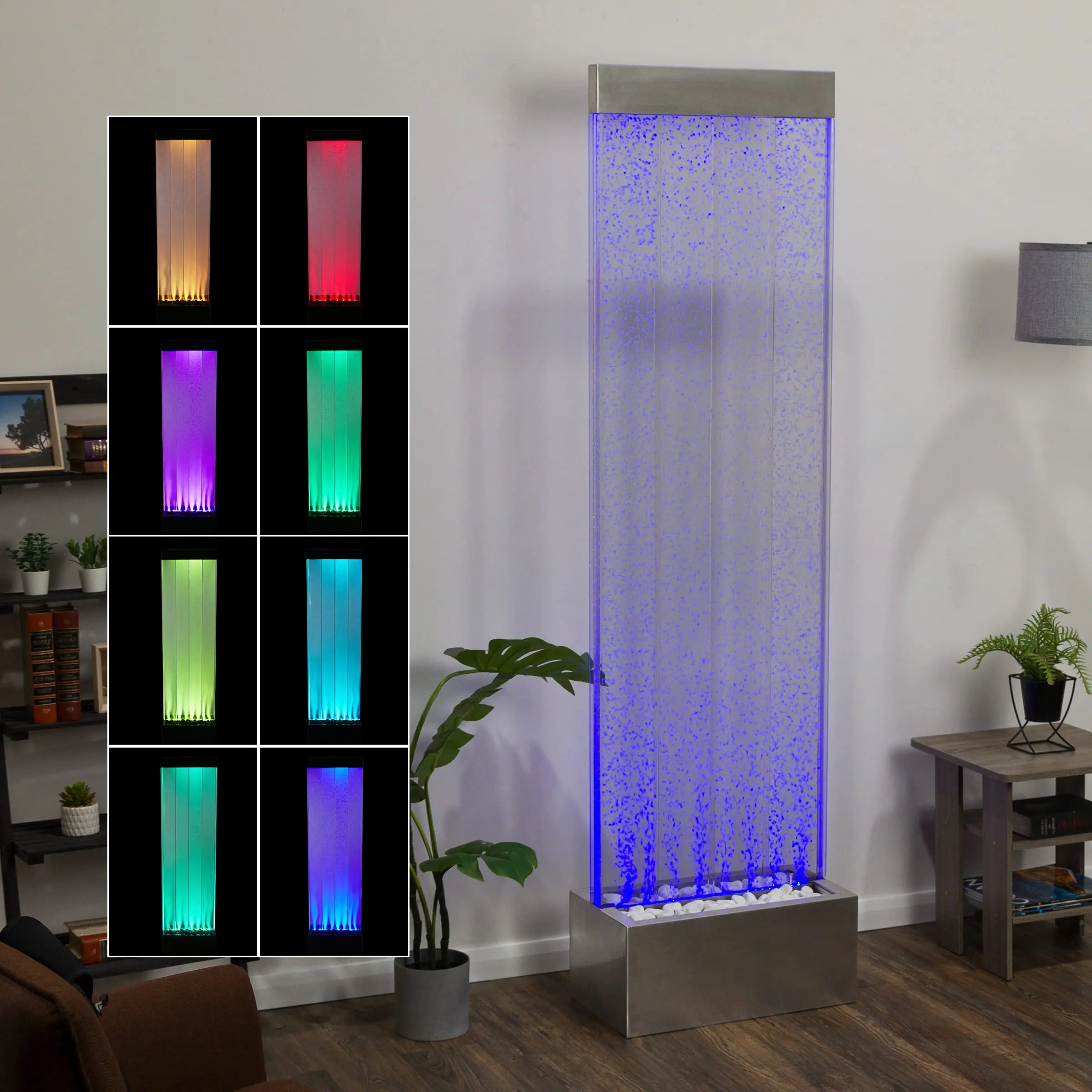 Waterfall Water Wall Bubble Feature Room Divider Partition Indoor Led ...