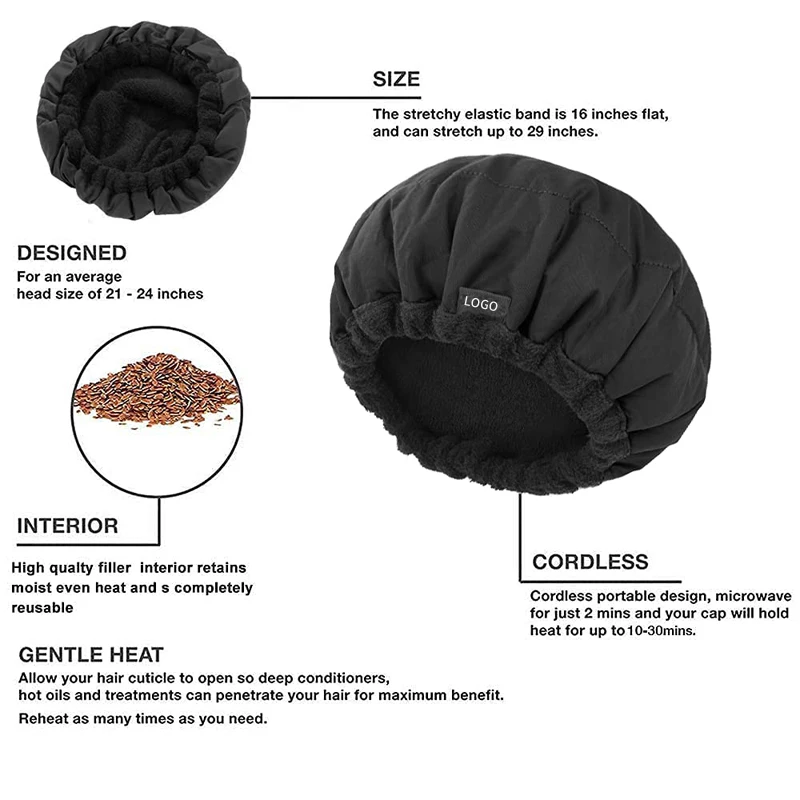 Black Flaxseed Deep Conditioning Heat Cap Therapy Cordless Microwave ...