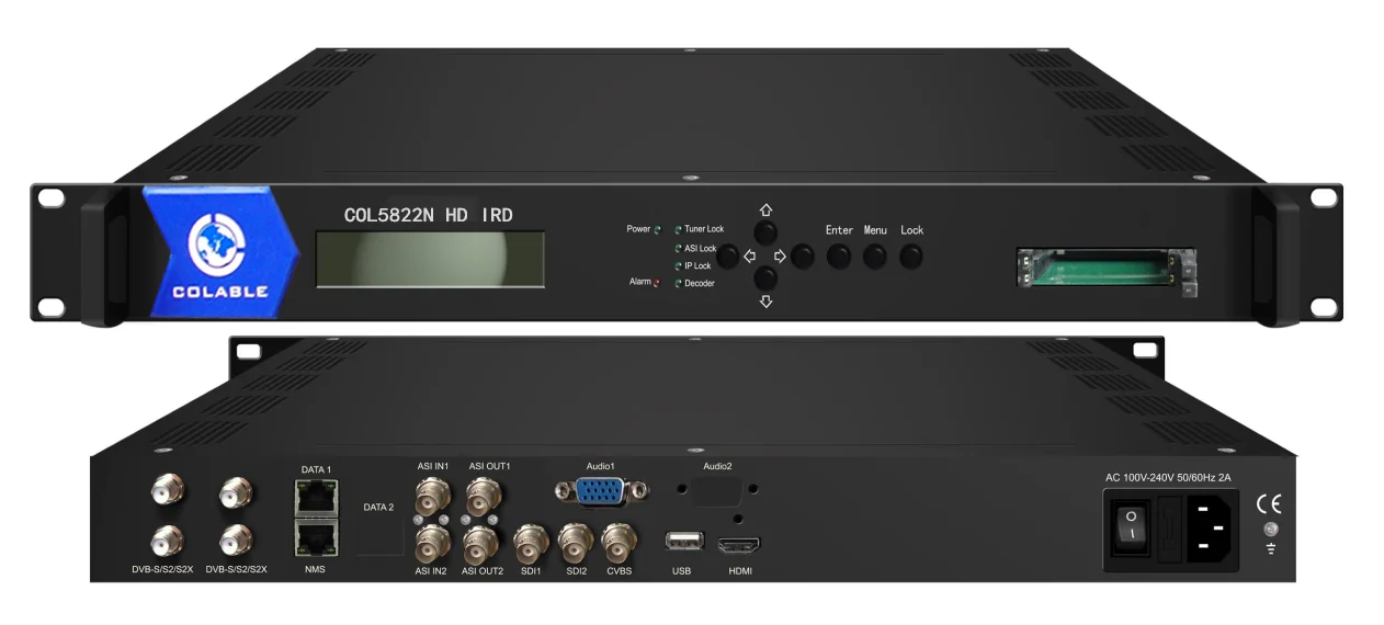 IRD Cam Module/Ci Card for Encrypted Channels DVB-S/S2/S2X/ATSC/DVB-T/ISDB/DVB-C  H.265/H.264 ASI  IP  Decoder  COL5822N