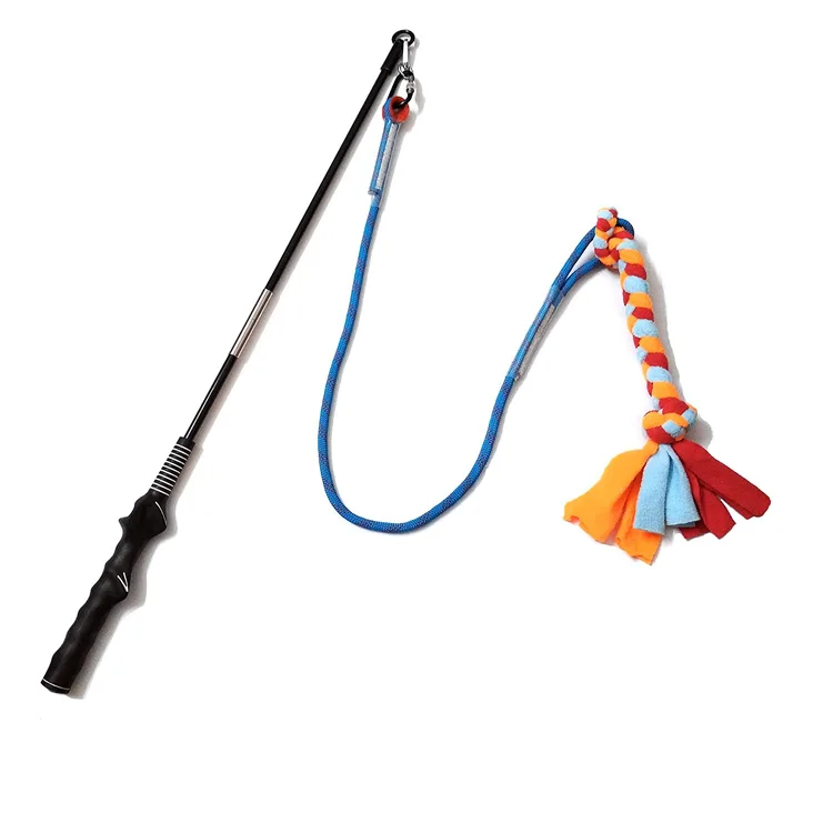 Interactive Dog Toys - Extendable Flirt Pole with 2pcs Braided Rope Tugs  for Dog Outdoor Entertainment, Train and Exercise 