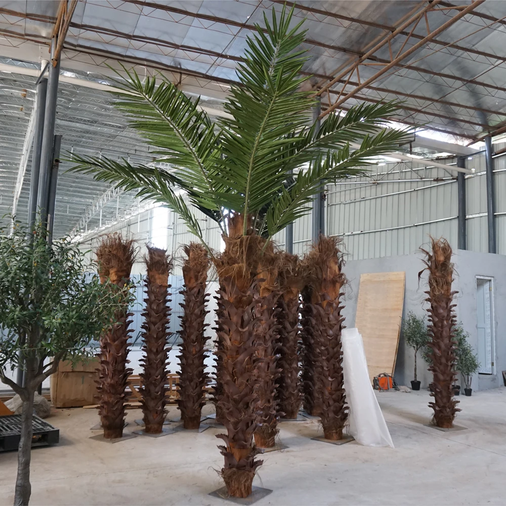 ALLTOP TURF Pianta artificiale di Cycas quasi naturale, 50,8 cm (18 foglie), finta palma Revoluta da sago, per casa, giardino, ufficio, negozio, pavimenti, con vaso nero