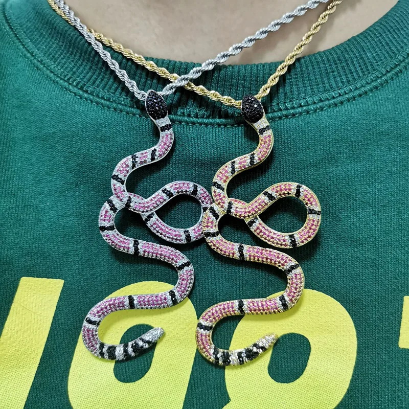 Iced Out Snake Necklace Pendant 