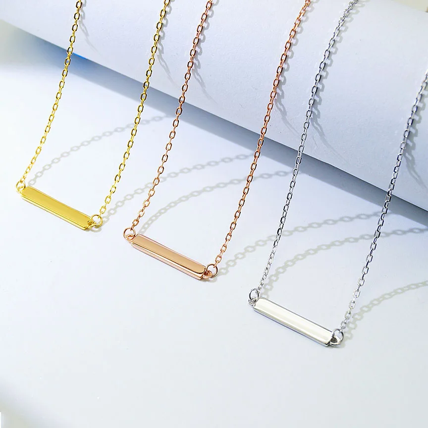 Light Luxury 925 Sterling Silver Blank Rectangle Pendant Necklace