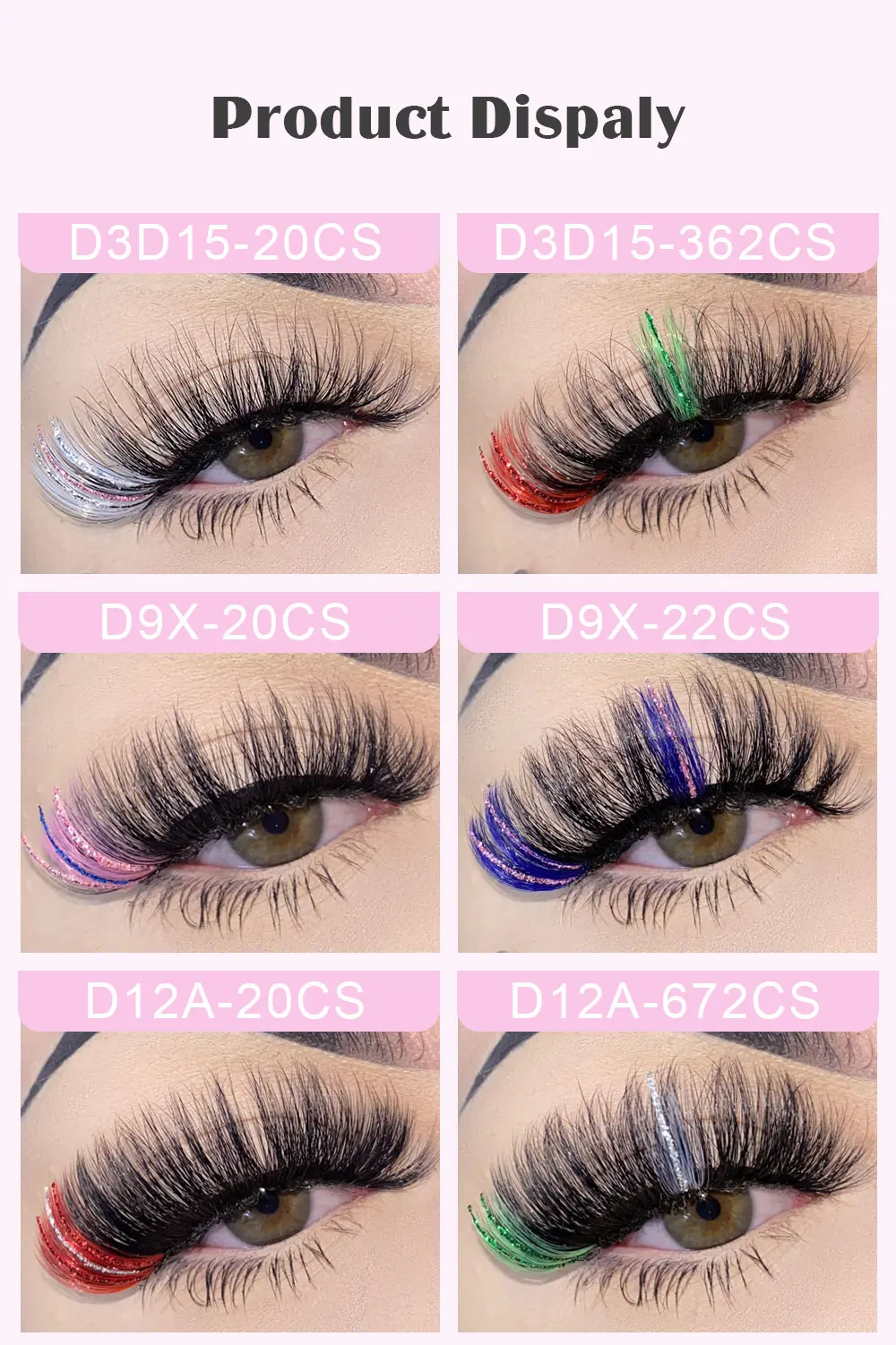 Wholesale 1525mm Colored False Lashes Thick Full Fluffy Dramatic