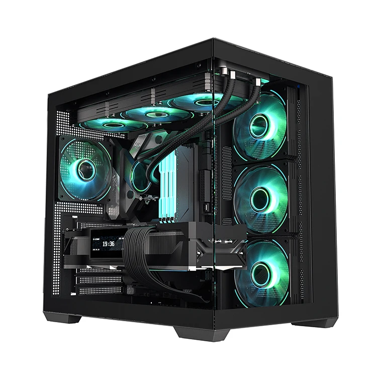 Back-Connect Fishtank Design Micro ATX Gaming PC Case - Full View ...