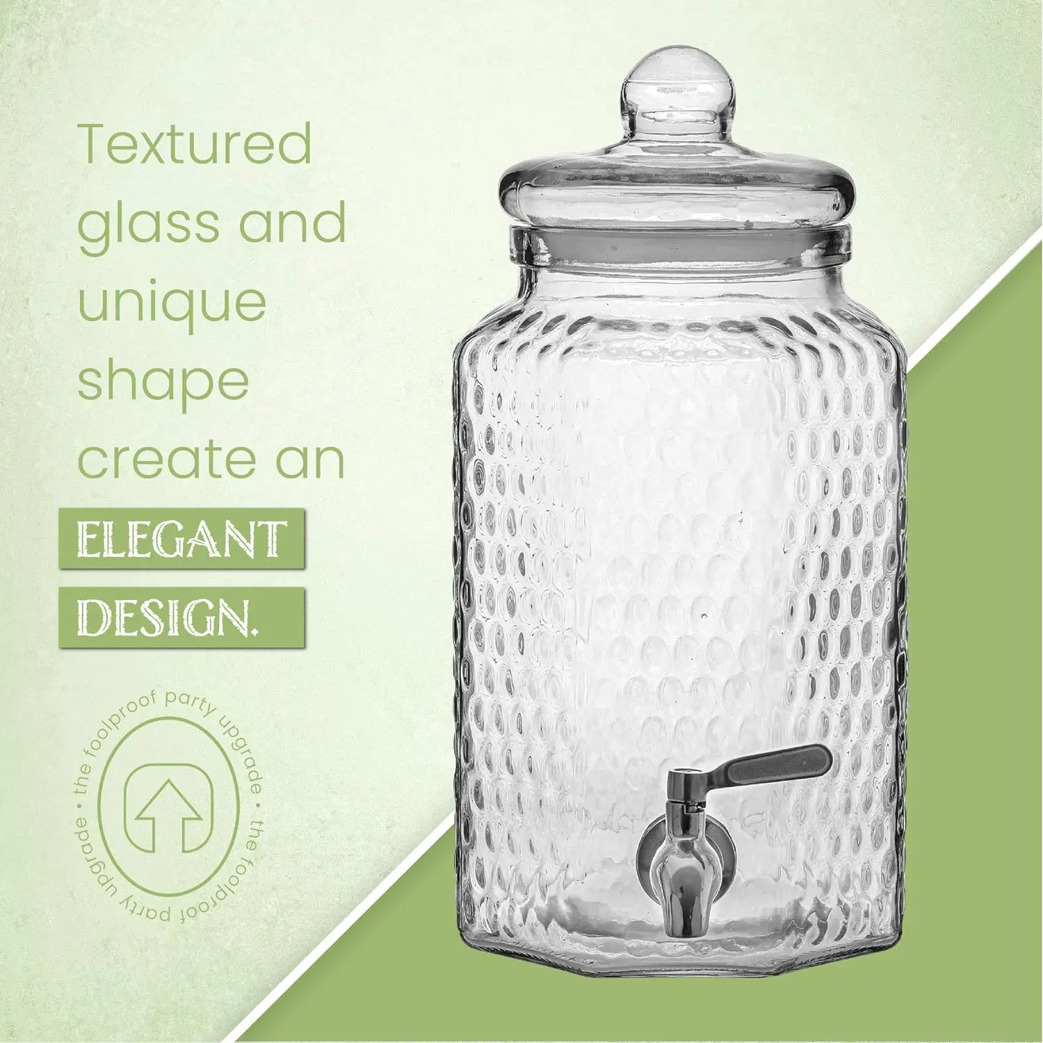 thumbnail image 2 of Estilo 1-Gallon Glass Mason Jar Beverage Dispenser For Iced Tea, Lemonade - Party & Wedding 2 of 4